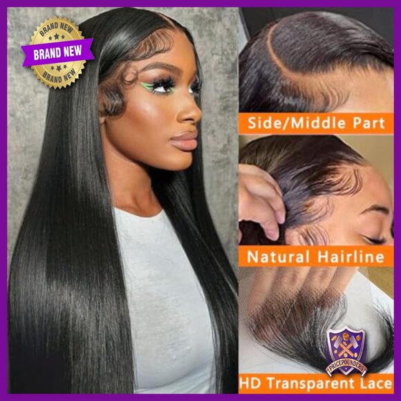 Straight Lace Front Wig Human Hair 18 Inch 180 Density Pre Plucked